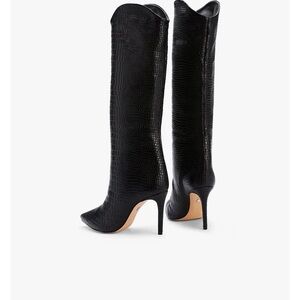 Shutz Maryana Black Croc-Embossed Knee-High Boots